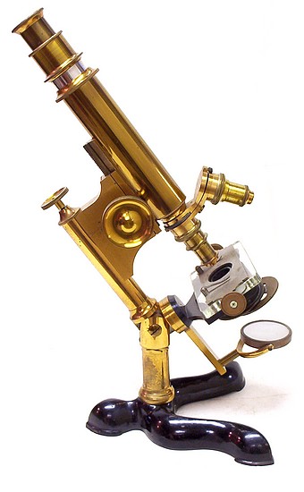 Bausch & Lomb Optical Co., Pat. Oct. 3, 1876. Serial No. 2188. The Physician's model microscope (second form), c. 1883